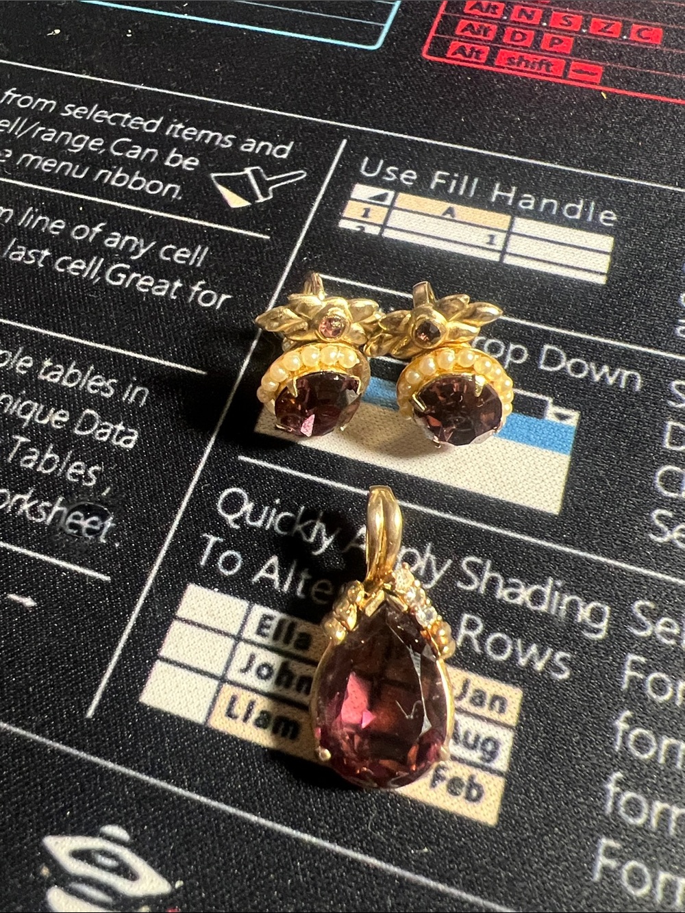 Gold-Plated Pink Crystal Pendant and Stud Earring Set